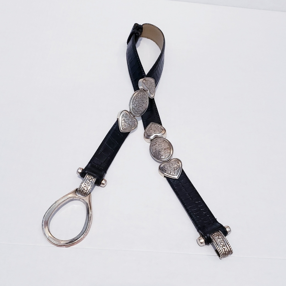 Coldwater Creek Black Belt with Silver Hearts S/M